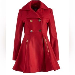 NWT,Laundry by Shelli Segal Zip-Pocket Wool-Blend Peacoat red